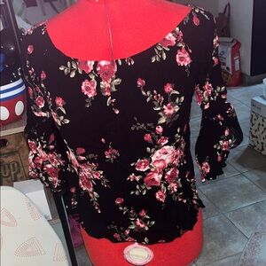 Eclipse Black and Pink Floral Blouse